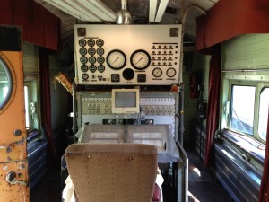 The instrument panel in the front of the car