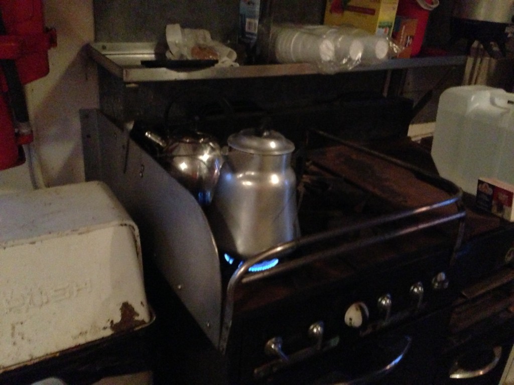 Buzz Morisette making coffee with the old perculator coffee pot. 9/14/13.